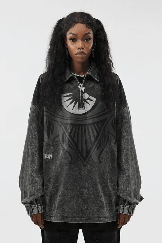 JHYQ Big Eyes Printed Denim Jacket