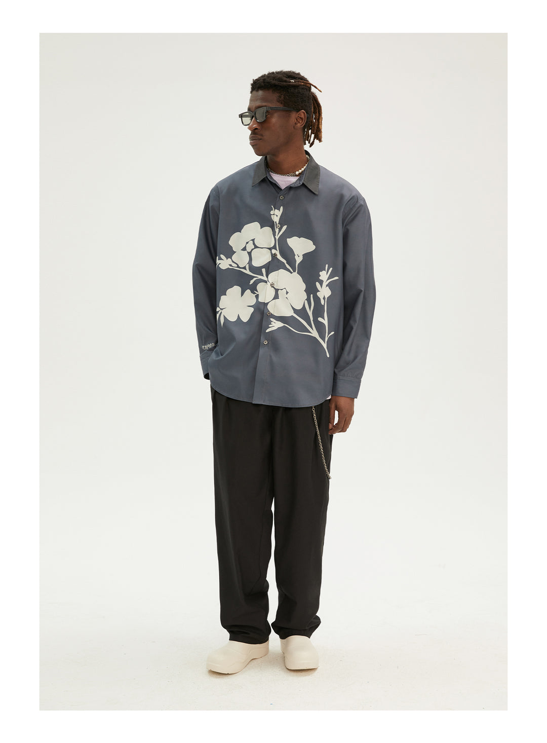 EMPTY REFERENCE Flower Shadow Print Long Sleeve Shirt