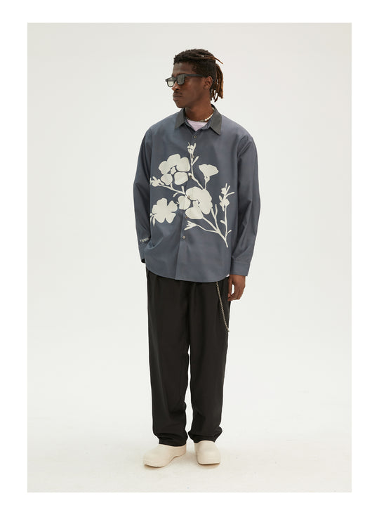 EMPTY REFERENCE Flower Shadow Print Long Sleeve Shirt