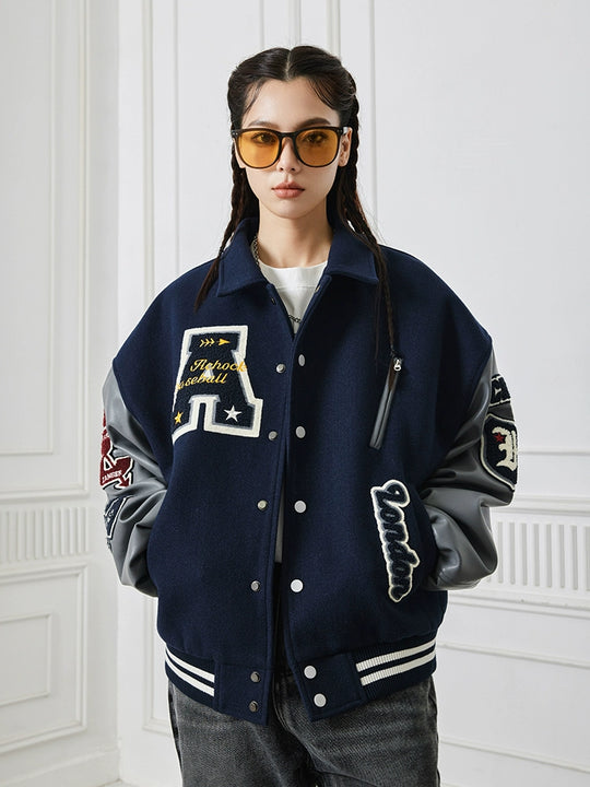 Baseball Jacket | Achock Heavy Embroidery Baseball Jacket | Face 3 Face