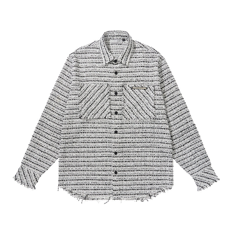 Harsh and Cruel Distressed Tweed Long Sleeve Shirt