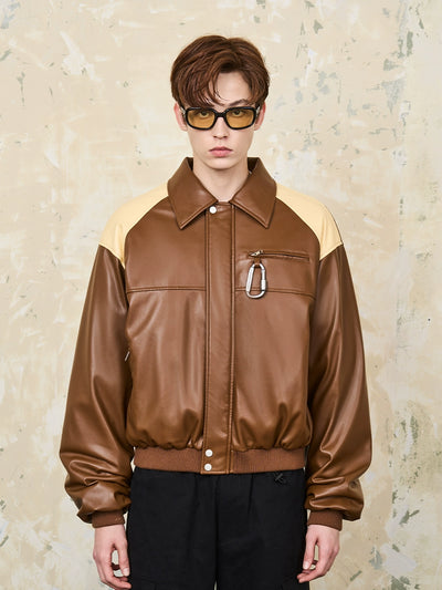 Harsh and Cruel Contrasting Color Stitching Leather Jacket