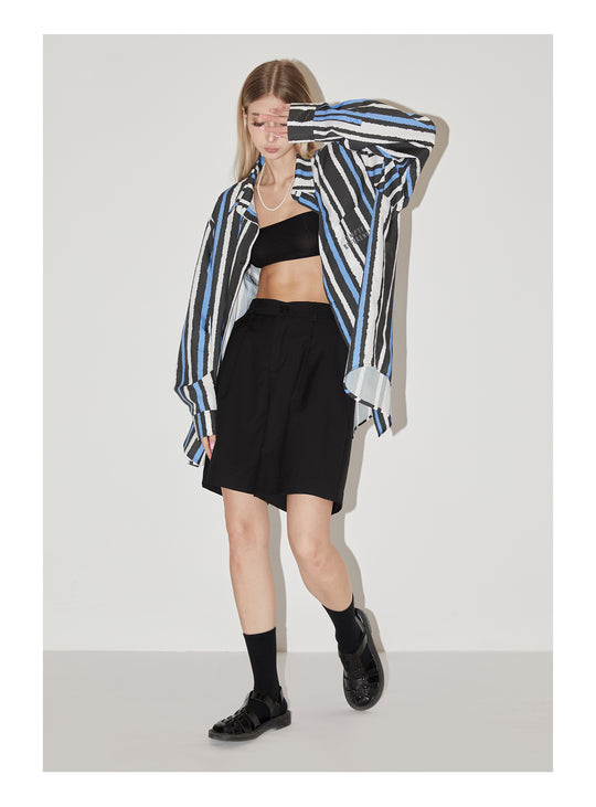 EMPTY REFERENCE Oil Painting Stripes Long Sleeved Shirt