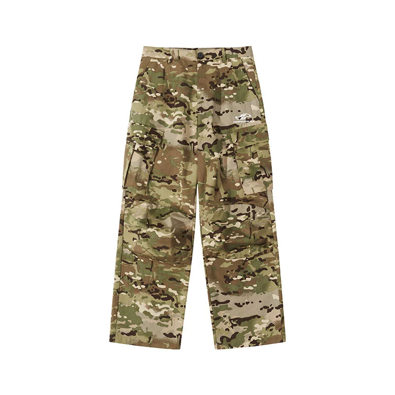 Harsh and Cruel Pleated Camo Cargo Trousers