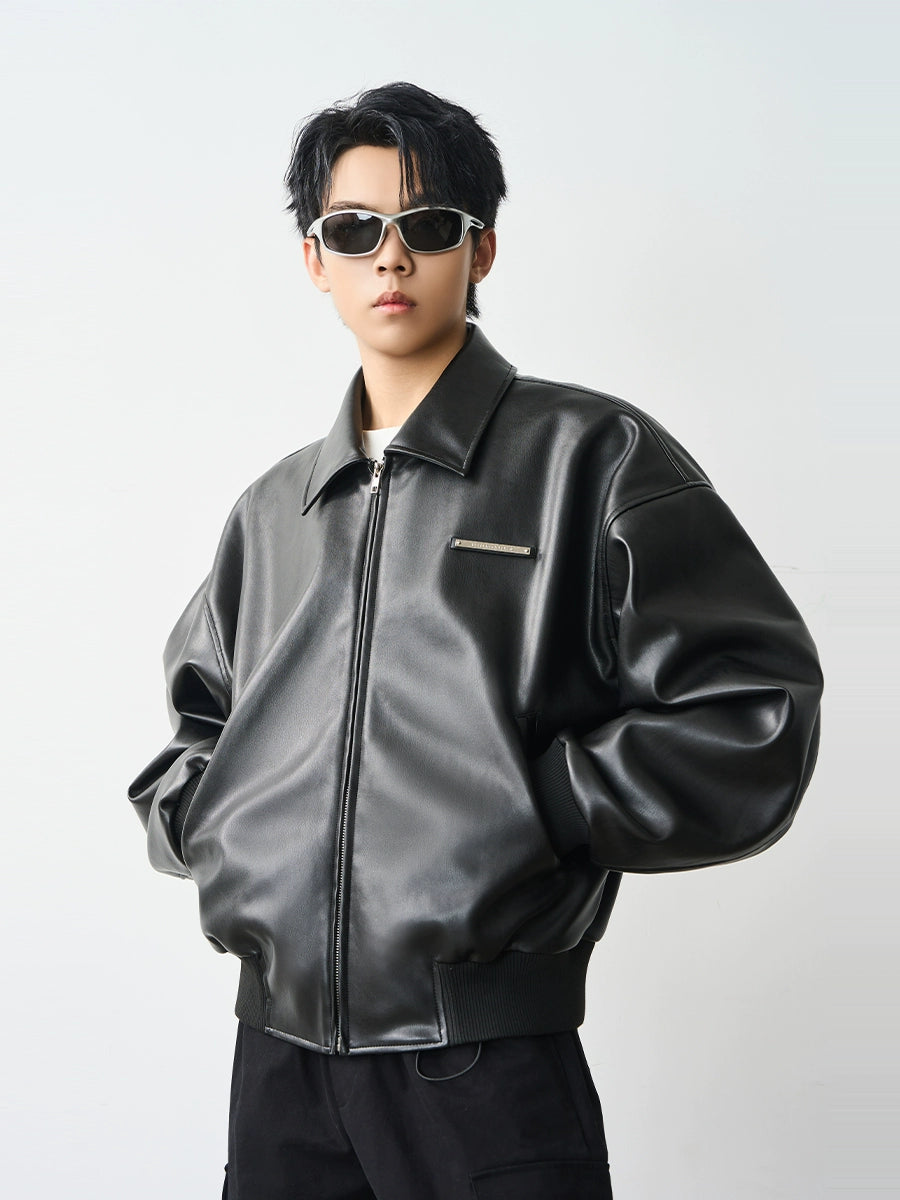 Harsh and Cruel Embossed PU Leather Embroidered Jacket