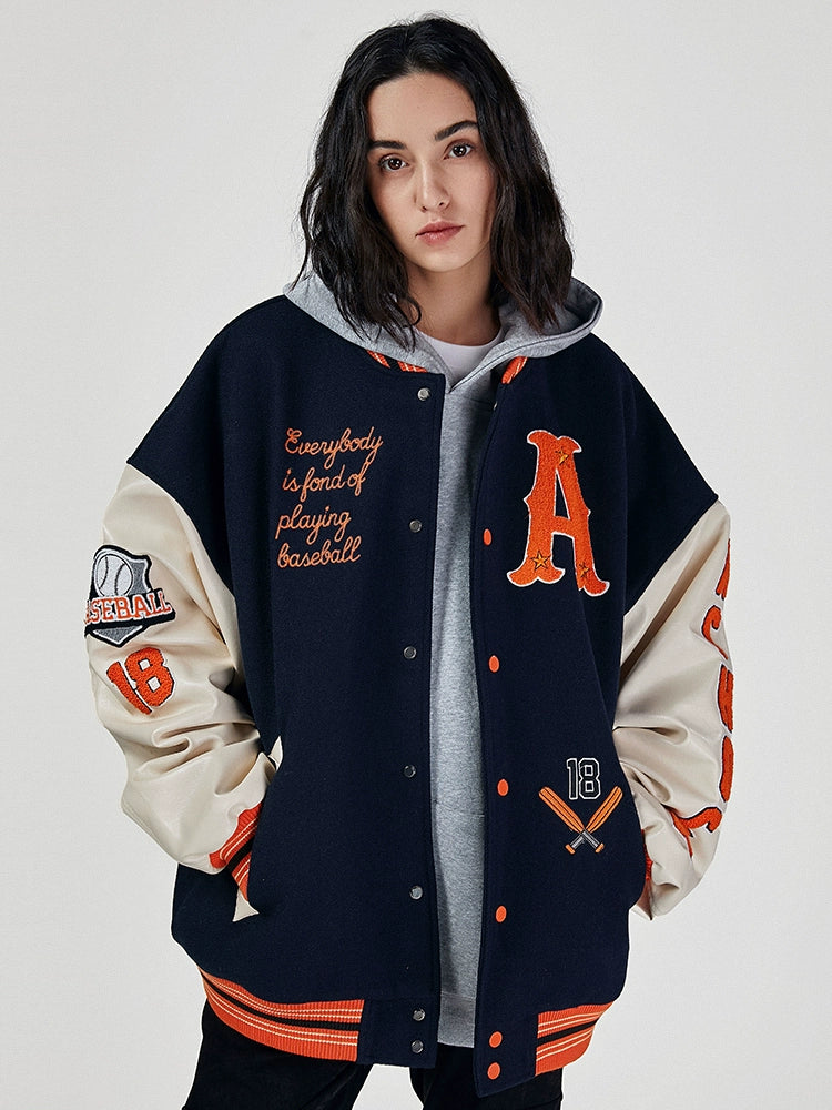 Achock Mountain Sunset Embroidery Baseball Jacket