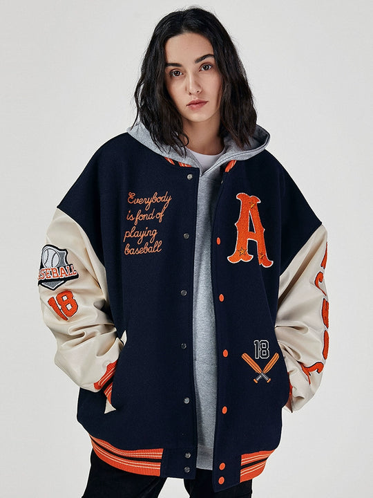 Achock Mountain Sunset Embroidery Baseball Jacket