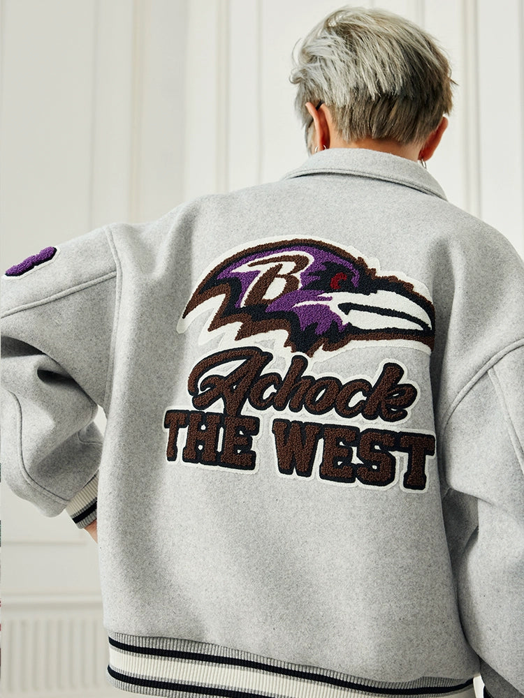 Baseball Jacket | Achock Bird Embroidery Baseball Jacket | Face 3 Face