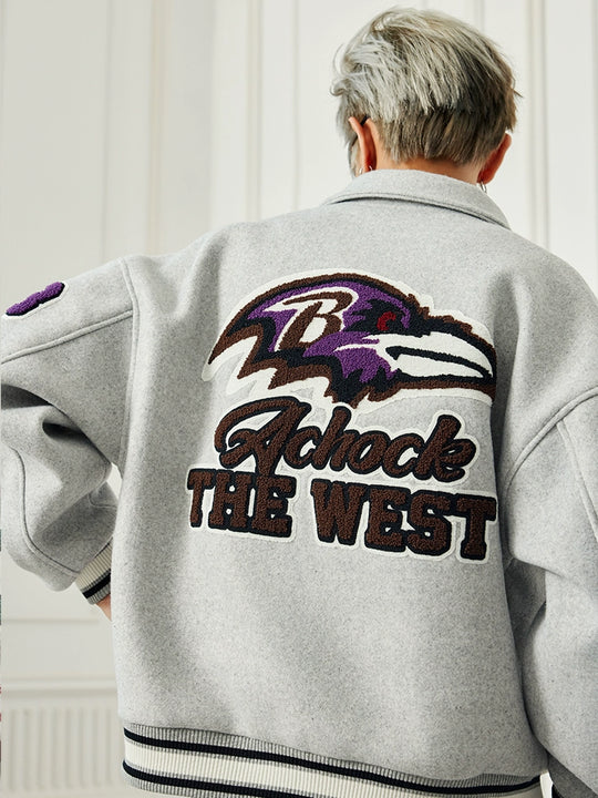 Baseball Jacket | Achock Bird Embroidery Baseball Jacket | Face 3 Face
