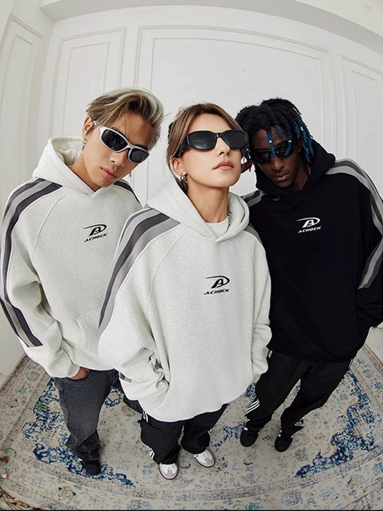 Achock Patchwork Small Logo Print Hoodie