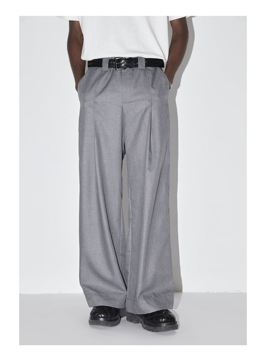 EMPTY REFERENCE Embroidered Silhouette Drape Suit Pants