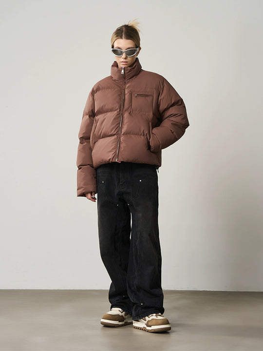 Harsh and Cruel Contrast Zipper Padded Down Jacket