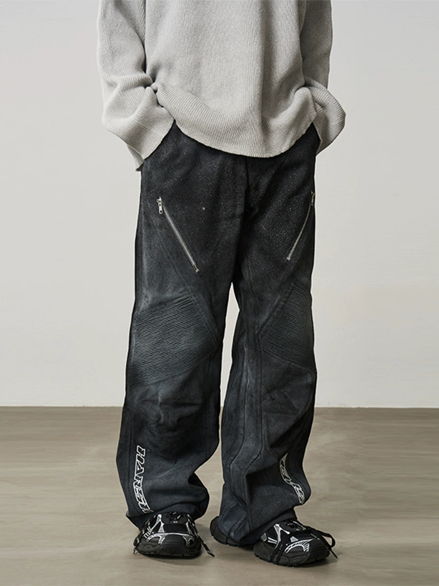 Harsh and Cruel Racing Embroidered Patchwork Trousers