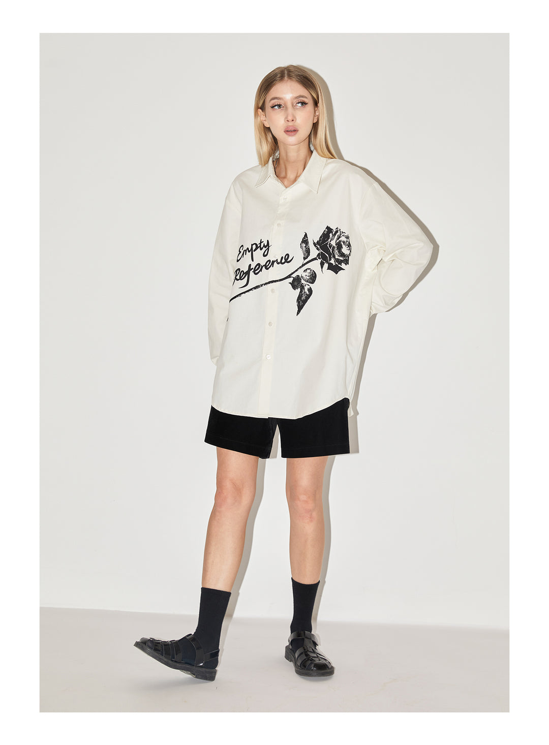 EMPTY REFERENCE Night Rose Print Long Sleeved Shirt