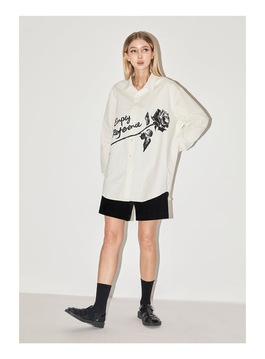 EMPTY REFERENCE Night Rose Print Long Sleeved Shirt