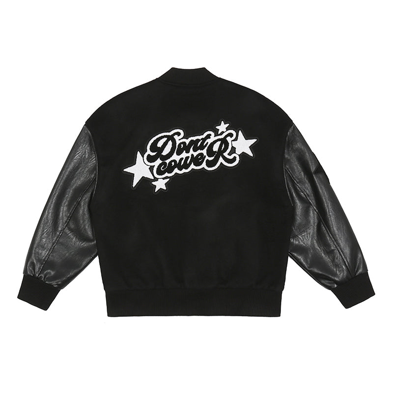 Don't Cower Embroidered Varsity Jacket