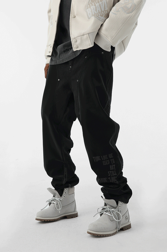 JHYQ Embroidered Zipper Split Denim Jeans