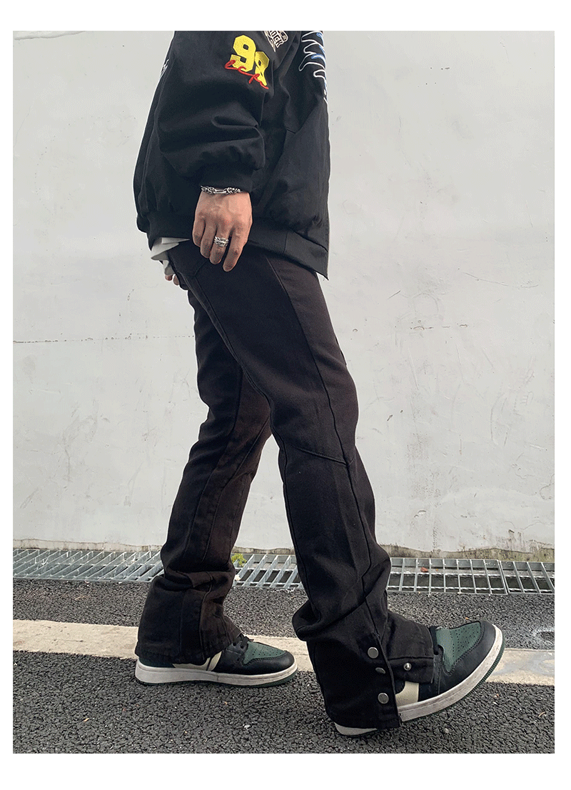 Button Black Flared Jeans