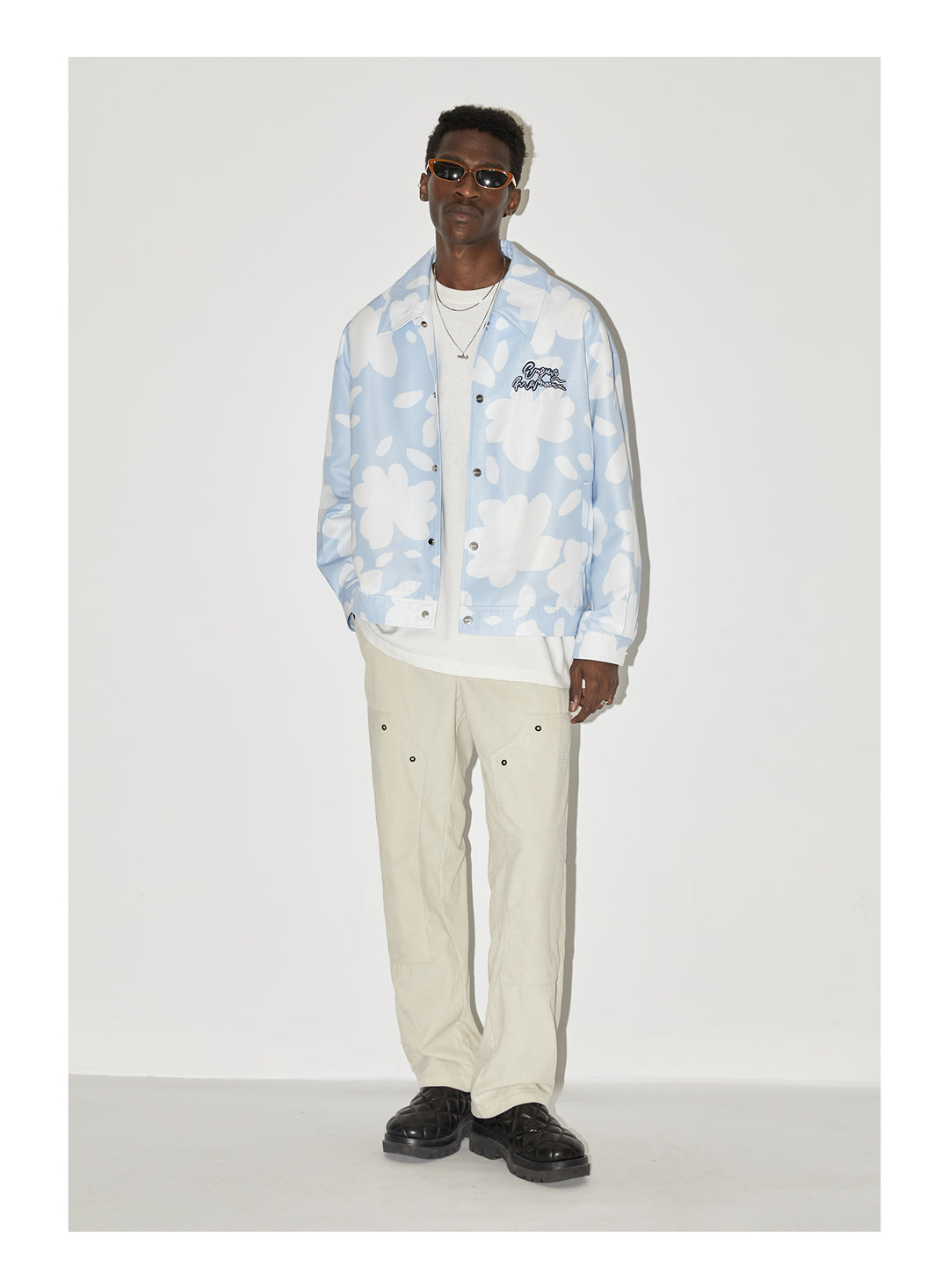 EMPTY REFERENCE Full Print Flower Embroidery Jacket