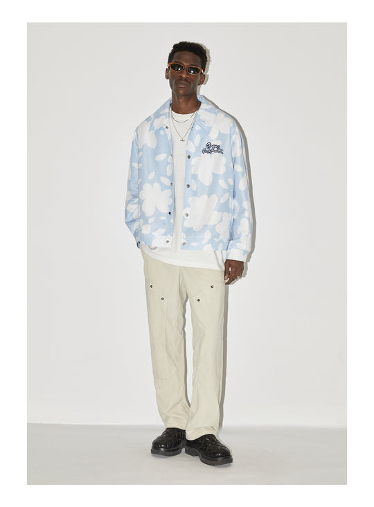 EMPTY REFERENCE Full Print Flower Embroidery Jacket