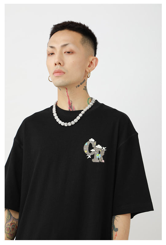 Cashrules Clouds Small Plane Print Tee