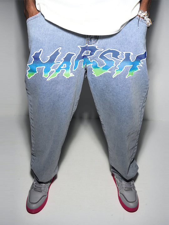 Harsh and Cruel Gradient Logo Loose Denim