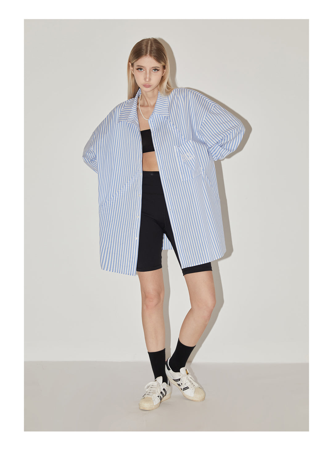 EMPTY REFERENCE Stripes Structured Long Sleeved Shirt
