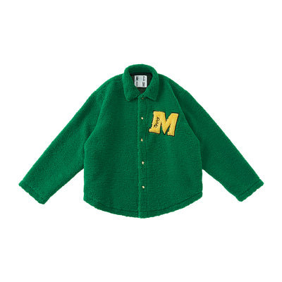 MEDM Logo Letters Embroidered Sherpa Fleece Boa Jacket | Face 3 Face