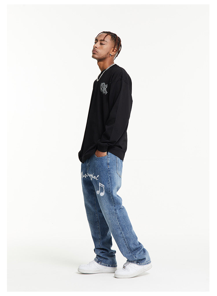 Cashrules Paisley Logo Print Long Sleeved Tee