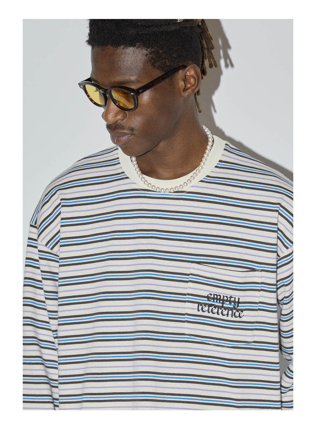 EMPTY REFERENCE Stripes Embroidered Long Sleeved Tee