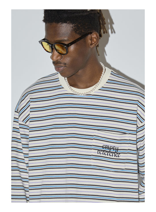 EMPTY REFERENCE Stripes Embroidered Long Sleeved Tee