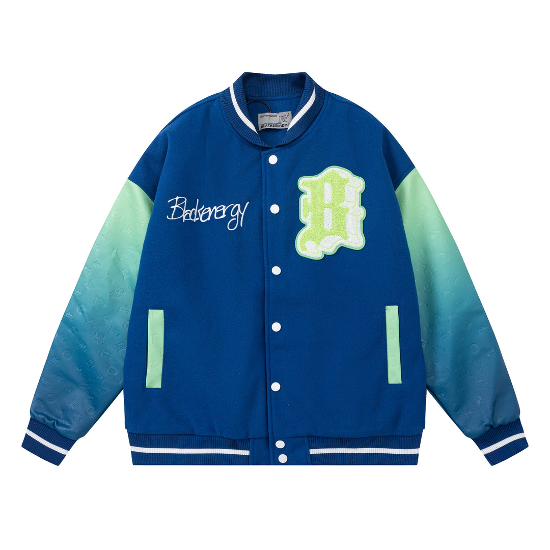 F3F Select Stencil Print Gradient Varsity Jacket