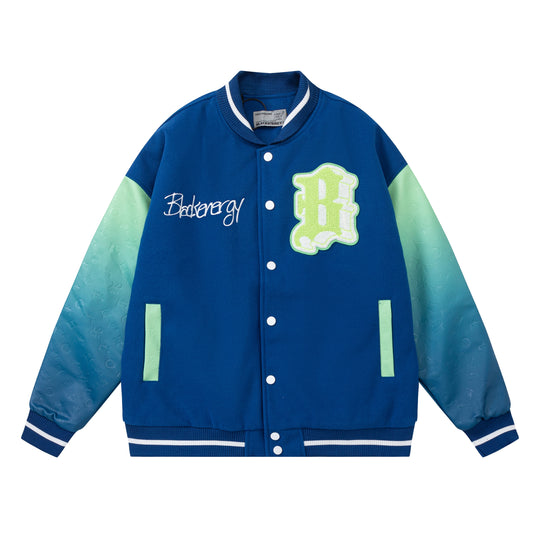 F3F Select Stencil Print Gradient Varsity Jacket