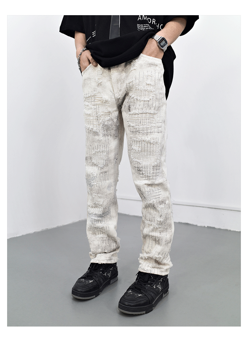 F3F Select Distressed White Denim Jeans
