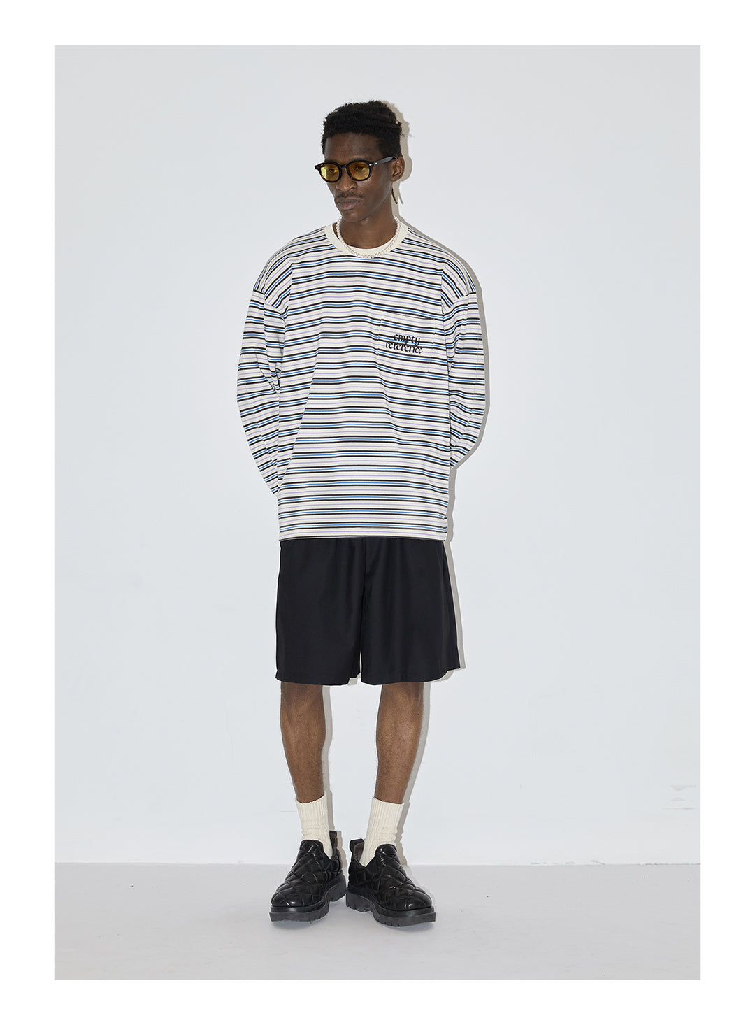 EMPTY REFERENCE Stripes Embroidered Long Sleeved Tee