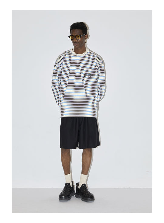 EMPTY REFERENCE Stripes Embroidered Long Sleeved Tee
