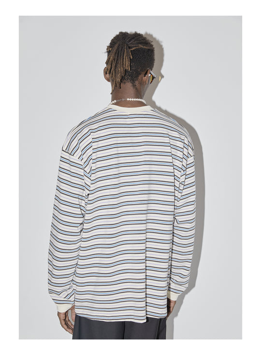 EMPTY REFERENCE Stripes Embroidered Long Sleeved Tee