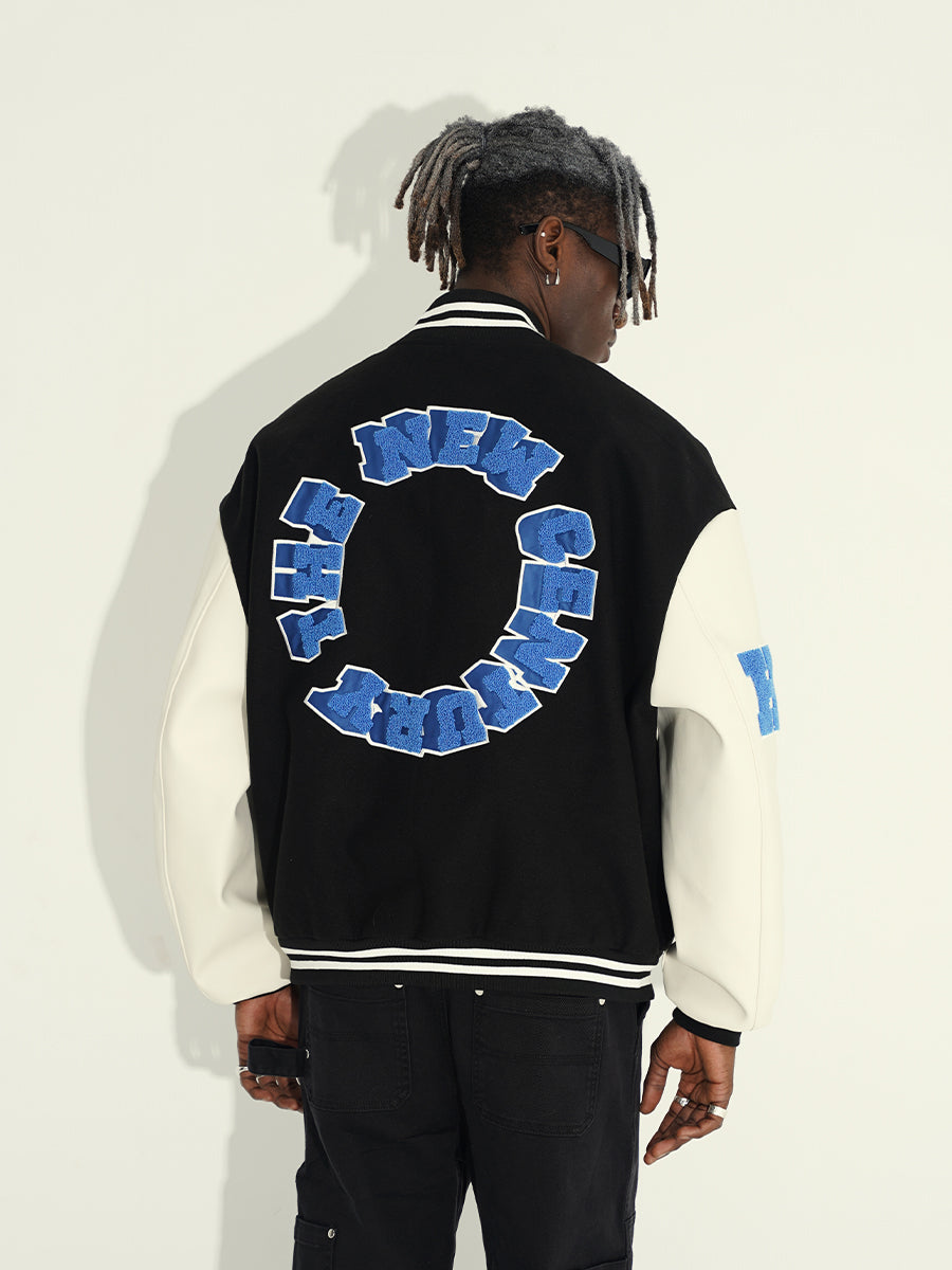 Harsh and Cruel 3D Ring Circular LOGO Embroidered Varsity Jacket | Face 3 Face