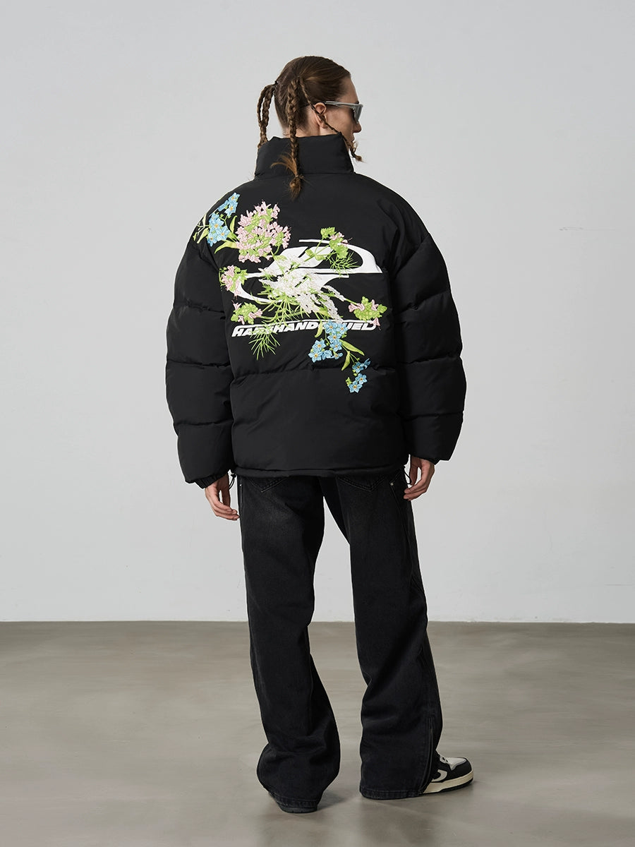 Harsh and Cruel Floral Embroidery Down Jacket