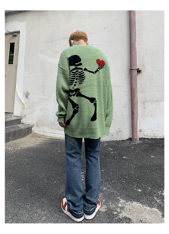 Skeleton Hands Heart Knit Sweater