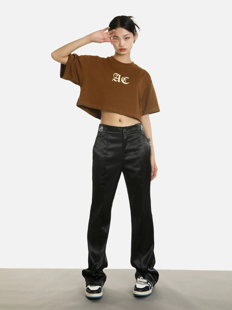 Achock Embroidered Micro Flare Glossy Western Pants | Face 3 Face