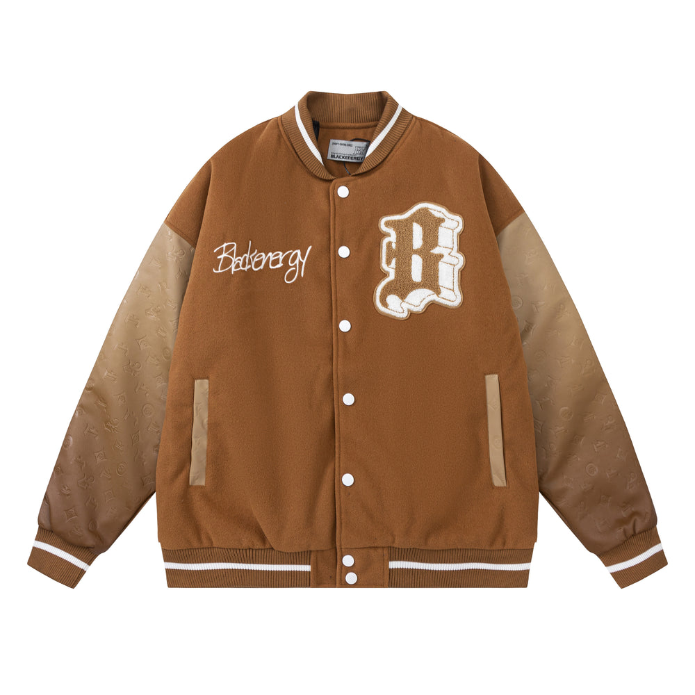 F3F Select Stencil Print Gradient Varsity Jacket