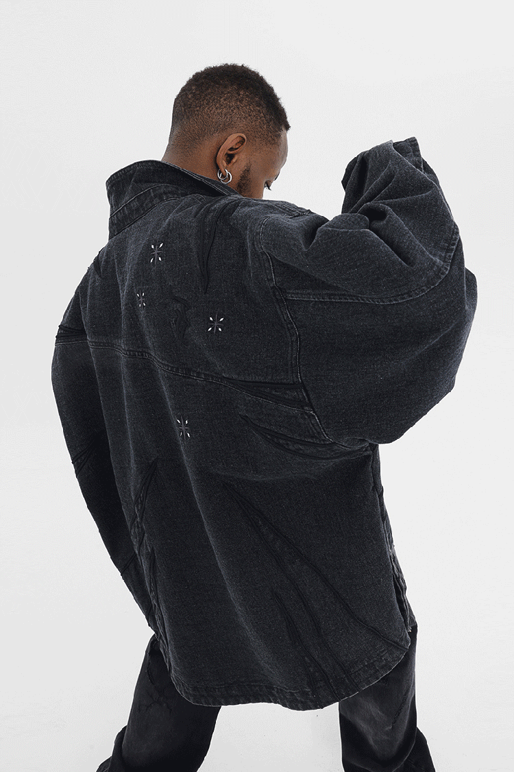 JHYQ Star Embroidered Denim Shirt Jacket