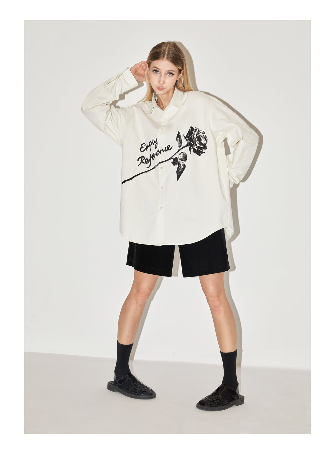 EMPTY REFERENCE Night Rose Print Long Sleeved Shirt