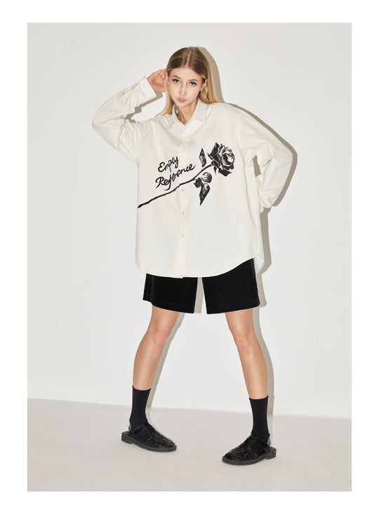 EMPTY REFERENCE Night Rose Print Long Sleeved Shirt