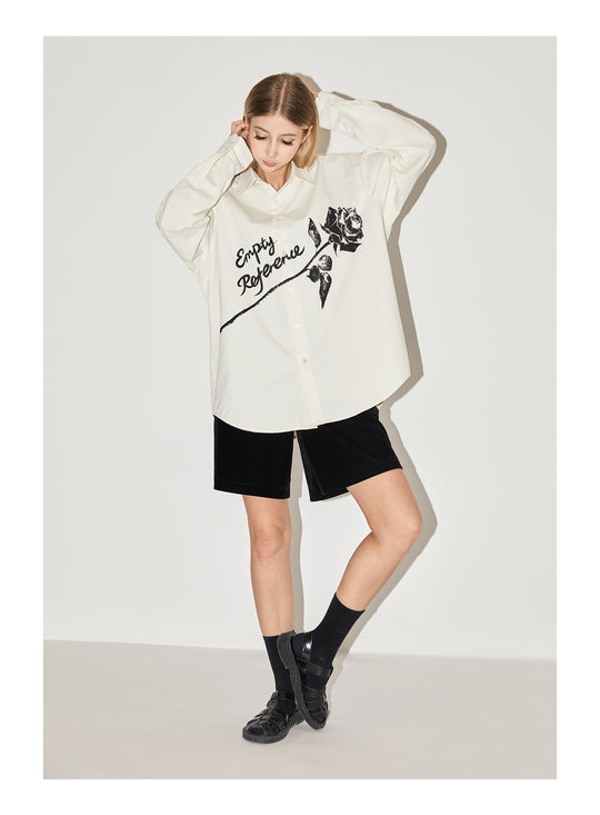 EMPTY REFERENCE Night Rose Print Long Sleeved Shirt