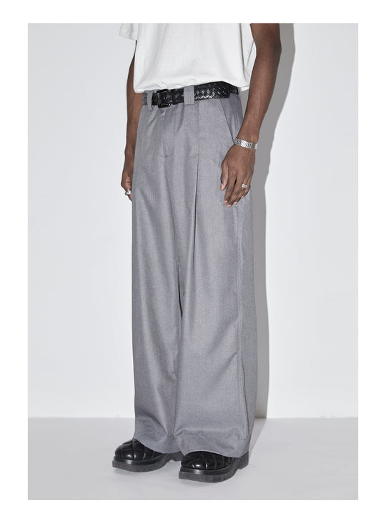 EMPTY REFERENCE Embroidered Silhouette Drape Suit Pants