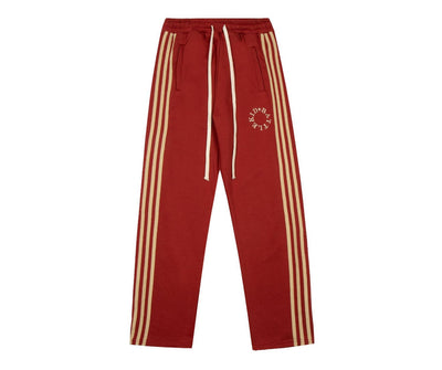Striped Buckle Drawstring Track Pants