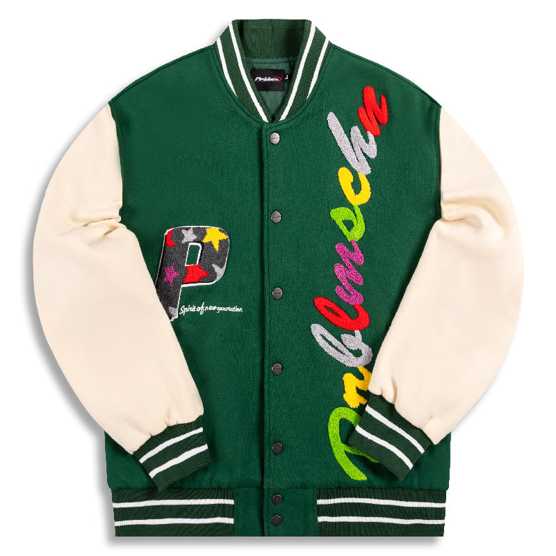 PRBLMS Rainbow LOGO Embroidered Varsity Jacket | Face 3 Face