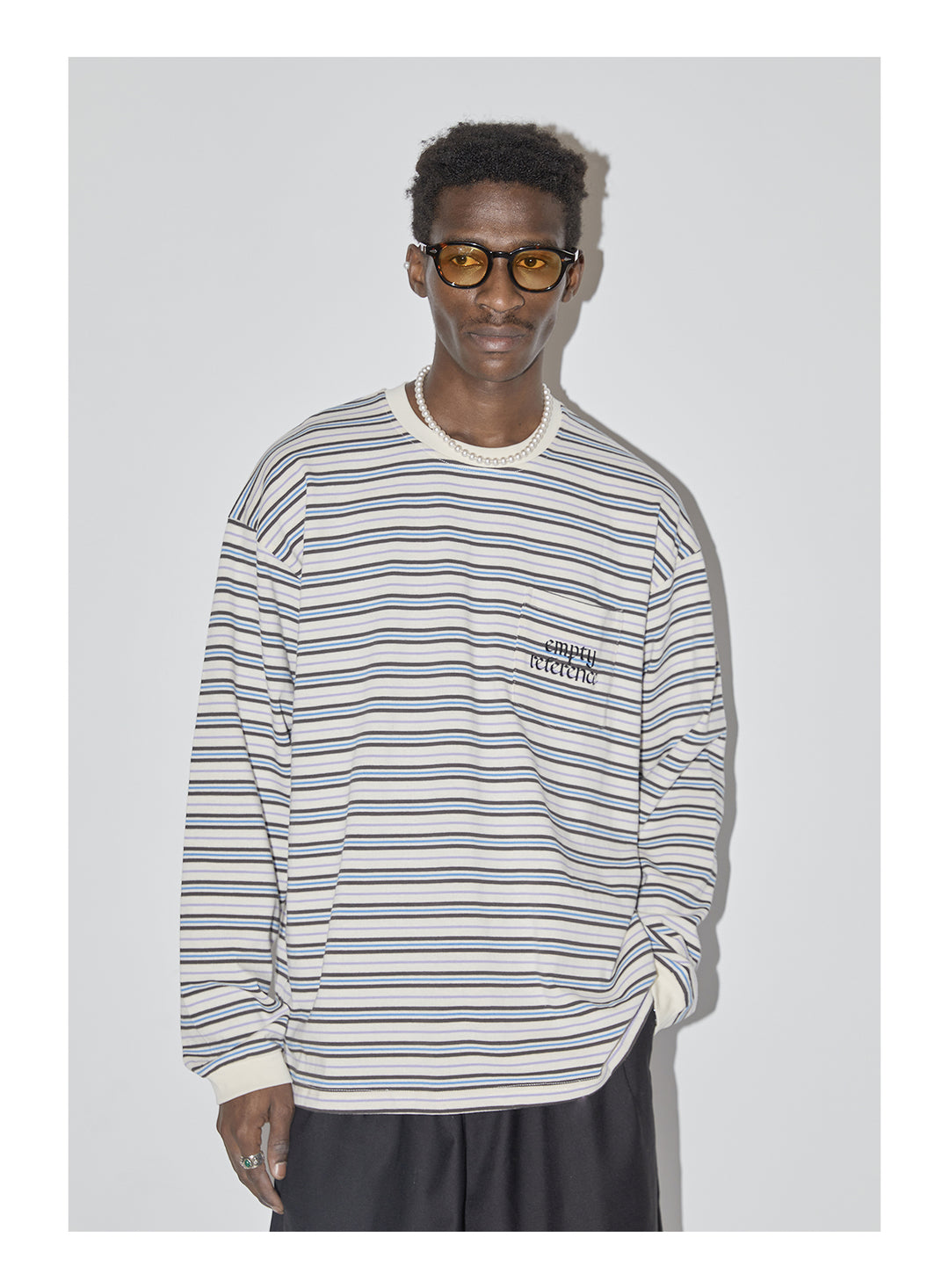 EMPTY REFERENCE Stripes Embroidered Long Sleeved Tee